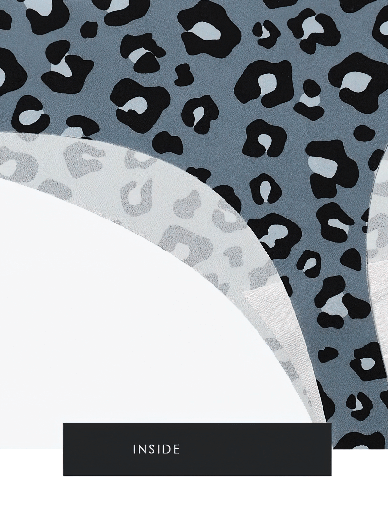 Close-up of sexy leopard print seamless T-shaped panties interior fabric